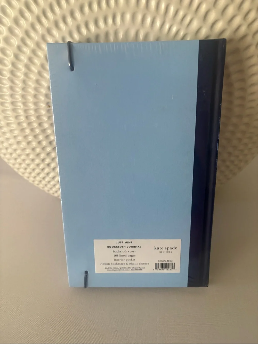 kate spade light blue journal with navy accents